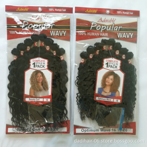 xuchang hair factory price animal human hair mixed synthetic fiber hair weaving optimum Water wave 8pcs/lot with free closure